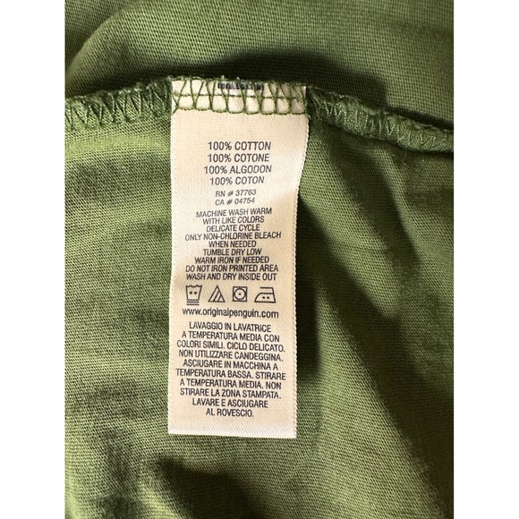 Original Penguin Men's Olive Green Penguin Graphic Print Crew Neck T-Shirt - Picture 4 of 8